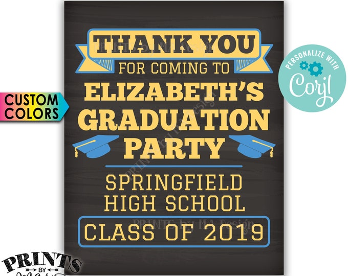 Thank You for Coming to the Graduation Party Sign, PRINTABLE 8x10/16x20” Chalkboard Style Graduation Decorations <Edit Yourself with Corjl>