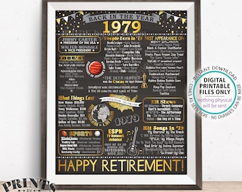 Retirement Party Decorations, Back in 1979 Poster, Flashback to 1979 Retirement Party Decor, PRINTABLE 16x20” '79 Sign <ID>