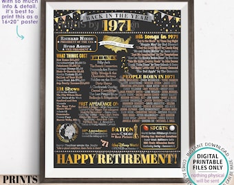 Back in the Year 1971 Retirement Party Poster Board, Flashback to 1971 Sign, PRINTABLE 16x20” Retirement Party Decoration <ID>