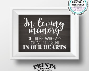 Heaven Sign, In loving memory of those who are Forever Present in our Hearts, Tribute, Memorial Chalkboard Style PRINTABLE 5x7” Sign <ID>
