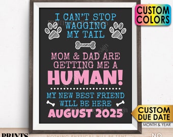 Dogs Pregnancy Announcement, I Can't Stop Wagging My Tail - Mom & Dad are Getting Me a Human, Mom is Pregnant, PRINTABLE 8x10/16x20” Sign