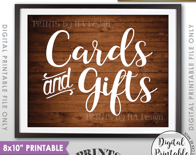 Cards and Gifts Sign, Cards & Gifts Table Sign, Wedding, Birthday, Shower, Graduation, 8x10” Rustic Wood Style Printable Instant Download