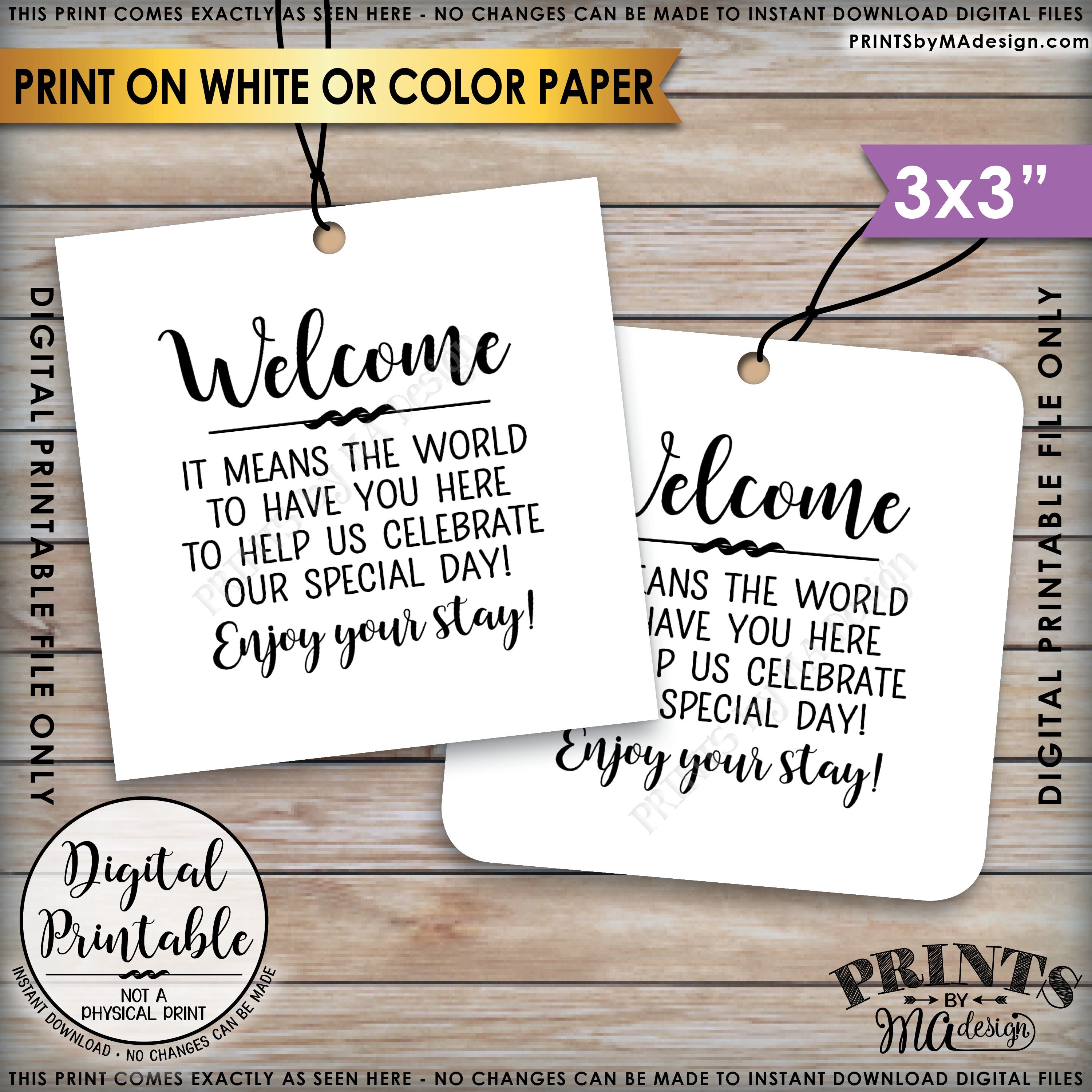 wedding tags destination wedding welcome bag tags out of town