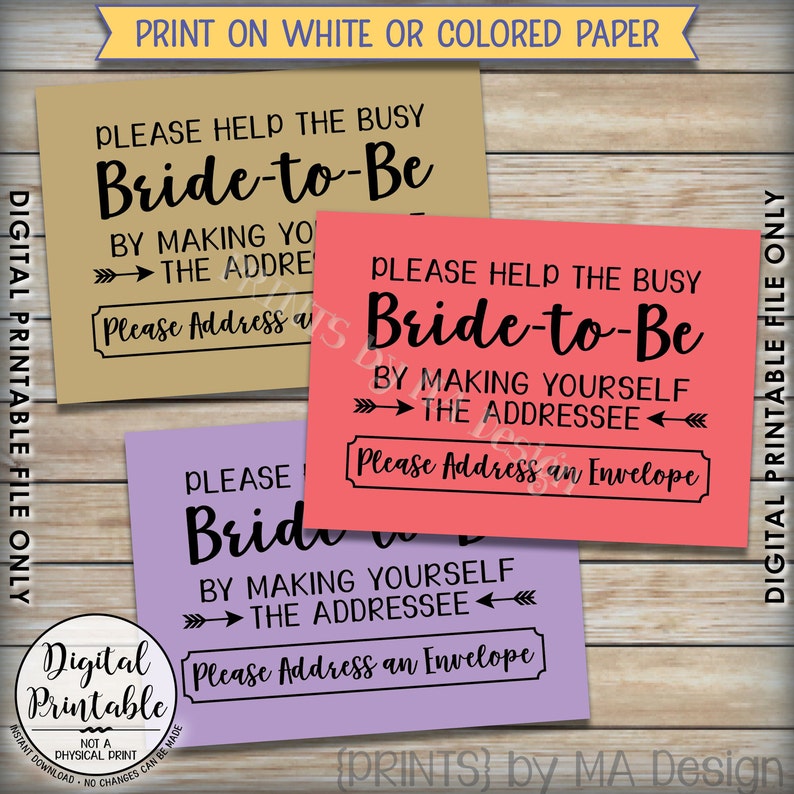 Address Envelope Bridal Shower Sign Addressee Help the Bride Etsy