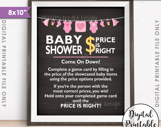 Price is Right Baby Shower Game Sign, Guess the Prices Activity, Price Game, Shower Decor, 8x10” Chalkboard Style Printable Instant Download
