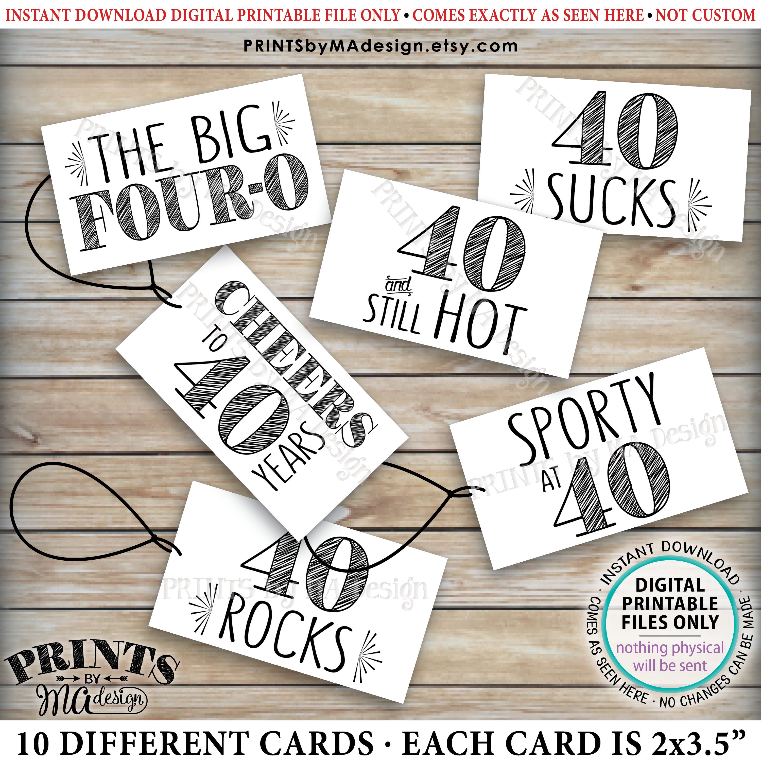 40th Birthday Party Candy Signs, Cheers to 40 Candy Bar, 40 Sucks Blows