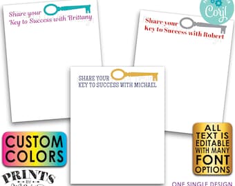 Editable Key to Success Cards, Guests Share Key to Success with the Graduate, PRINTABLE 8.5x11" Sheet of 4x5" Cards <Edit Yourself w/Corjl>