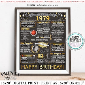 Back in 1979 Birthday Decorations, 1979 Flashback Poster Board, 1979 B-day Gift, PRINTABLE 16x20” 1979 Sign &lt;ID&gt;