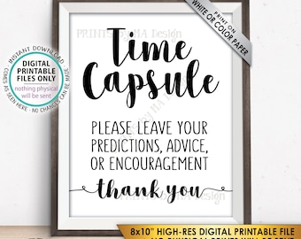 Time Capsule, Wedding Guest Book Alternative, Predictions, Wishes, Baby Shower Time Capsule Sign, Bridal Shower, 8x10” Printable Sign <ID>