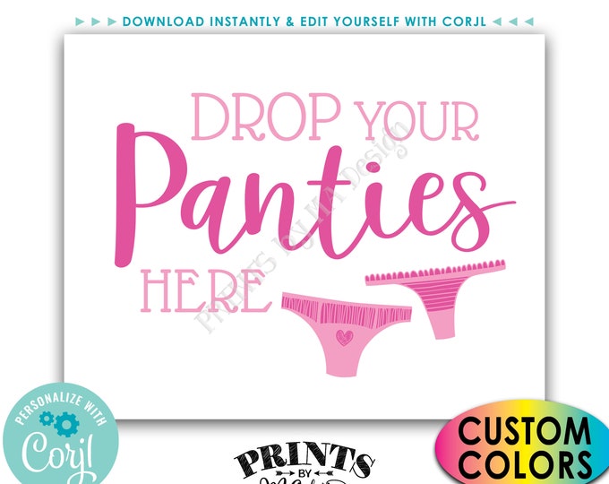 Drop Panties Here Panty Game, Bridal Shower, Bachelorette Party Game Idea, DIY PRINTABLE 8x10/16x20” Sign <Edit Yourself with Corjl>