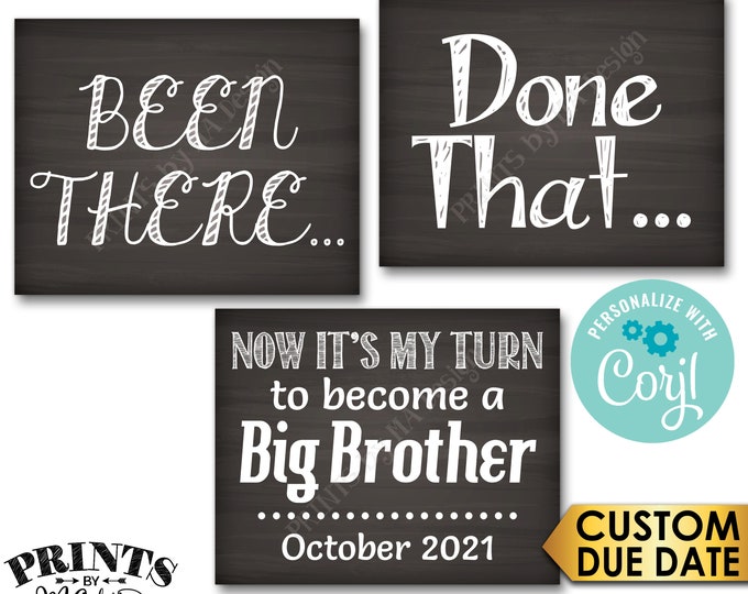 4th Baby Pregnancy Announcement, Been There Done That Now It's My Turn to Become a Big BROTHER, PRINTABLE Signs <Edit Yourself with Corjl>