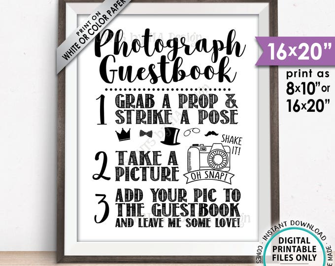 Photograph Guestbook Sign, Add Your Picture to Guest Book Sign, Photo Guestbook, Leave Me Some Love, PRINTABLE 8x10/16x20” Instant Download