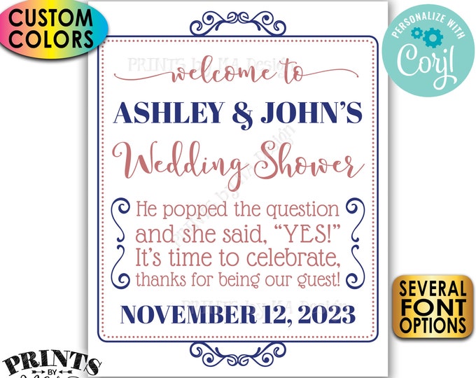 Wedding Shower Welcome Sign, Couples Shower, Bridal Shower, Custom PRINTABLE 8x10/16x20” Sign <Edit Yourself with Corjl>