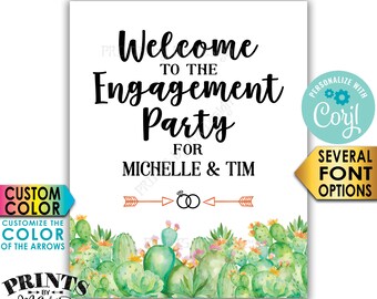 Cactus Engagement Party Sign, Southwest Welcome to the Engagement Party Decoration, PRINTABLE 8x10/16x20” Sign <Edit Yourself with Corjl>