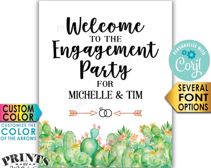 Cactus Engagement Party Sign, Southwest Welcome to the Engagement Party Decoration, PRINTABLE 8x10/16x20” Sign <Edit Yourself with Corjl>