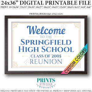 Class Reunion Sign, Welcome to the Reunion, High School Reunion, Custom Colors PRINTABLE 24x36” Reunion Sign