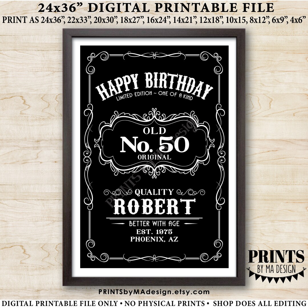 Happy Birthday Sign, Better With Age Vintage Birthday Poster, Whiskey ...