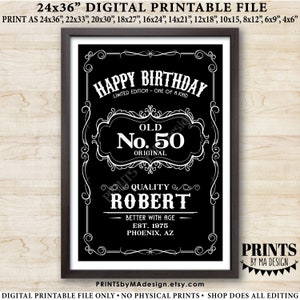 Happy Birthday Sign, Better With Age Vintage Birthday Poster, Whiskey ...