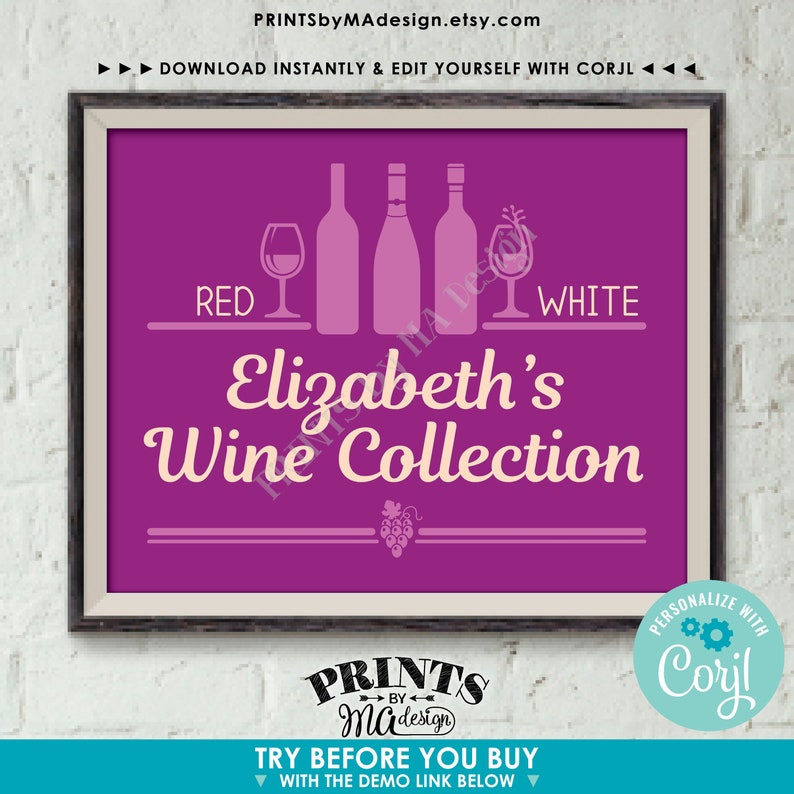 Editable Wine Bar Sign Wine Collection Wino Housewarming Etsy