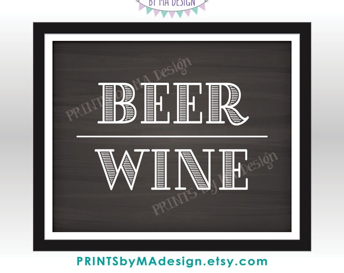 Beer & Wine Sign, Please Help Yourself to the Beverage Station, PRINTABLE 8x10” Chalkboard Style Alcohol Drinks Sign <ID>