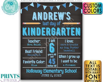 Last Day of School Sign, Editable End of Year Stats, Memories, Custom PRINTABLE 8x10/16x20” Last Day Photo Prop <Edit Yourself w/Corjl>