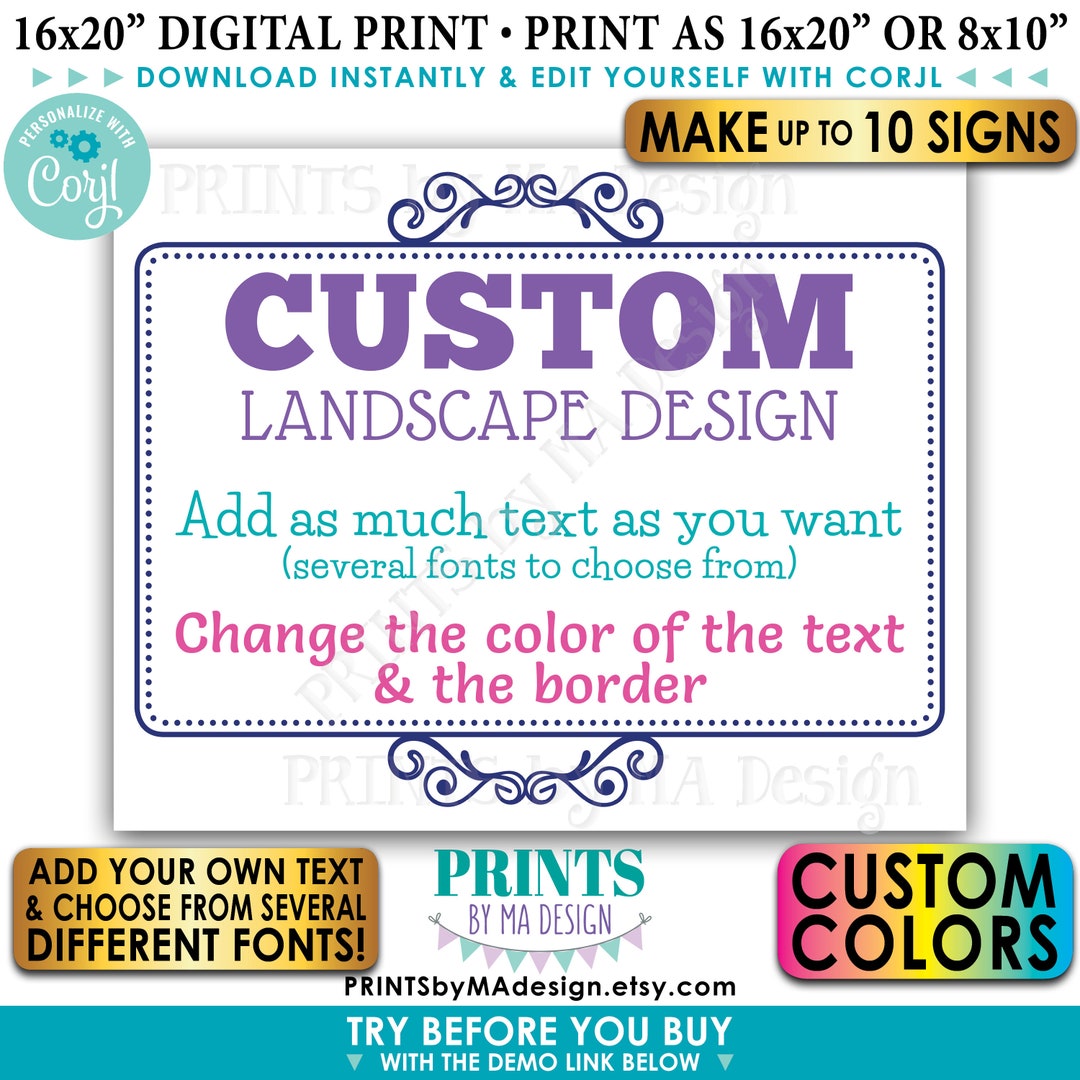 Rest Colourful Border For Sign Custom Sign With an Ornate Border, Choose Your Text and Colors, up to ...