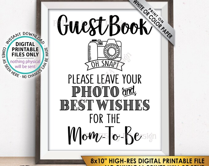 Guestbook Sign, Leave Photo and Best Wishes for the Mom-To-Be, Baby Shower Sign, Baby Shower Decor, Selfie, PRINTABLE 8x10” Instant Download