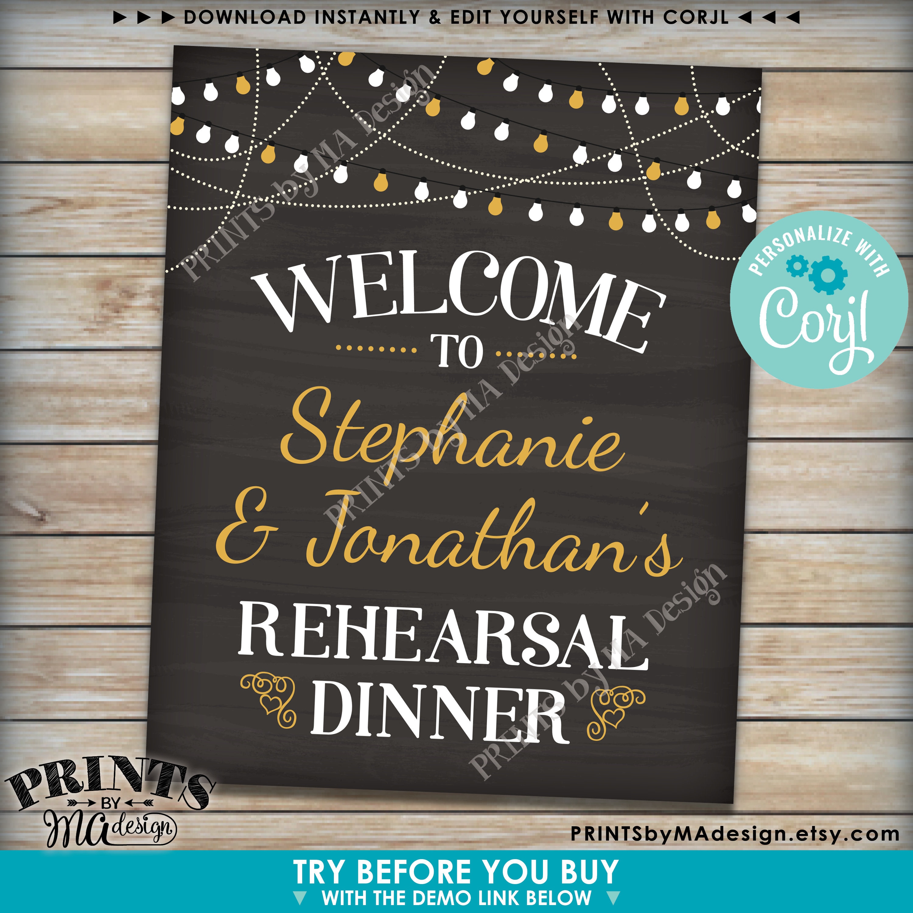 Welcome to the Rehearsal Dinner Sign, Wedding Rehearsal Decoration, PRINTABLE 16x20” Chalkboard