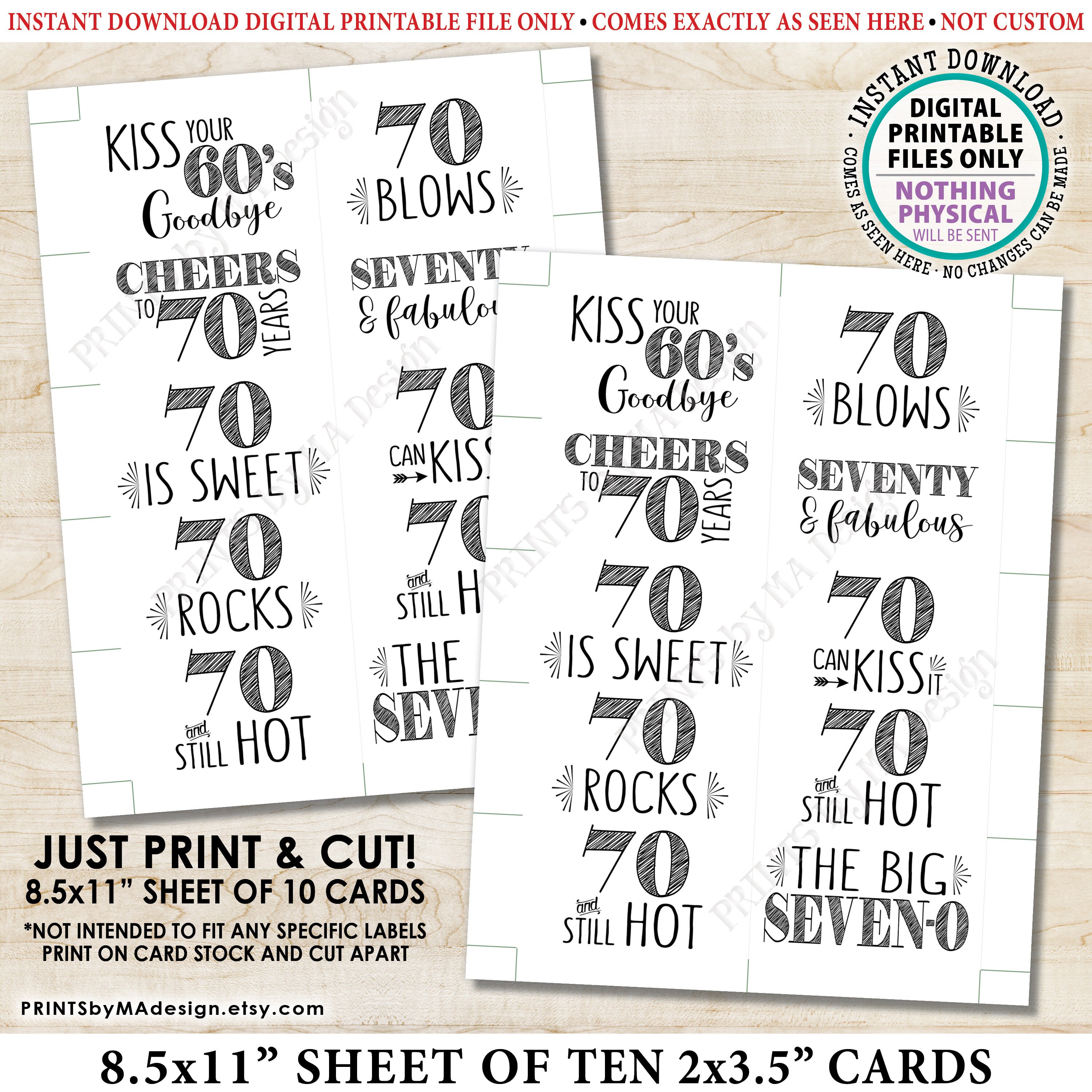 70th Birthday Party Candy Signs, Cheers to 70 Candy Bar, 70 Sucks Blows ...