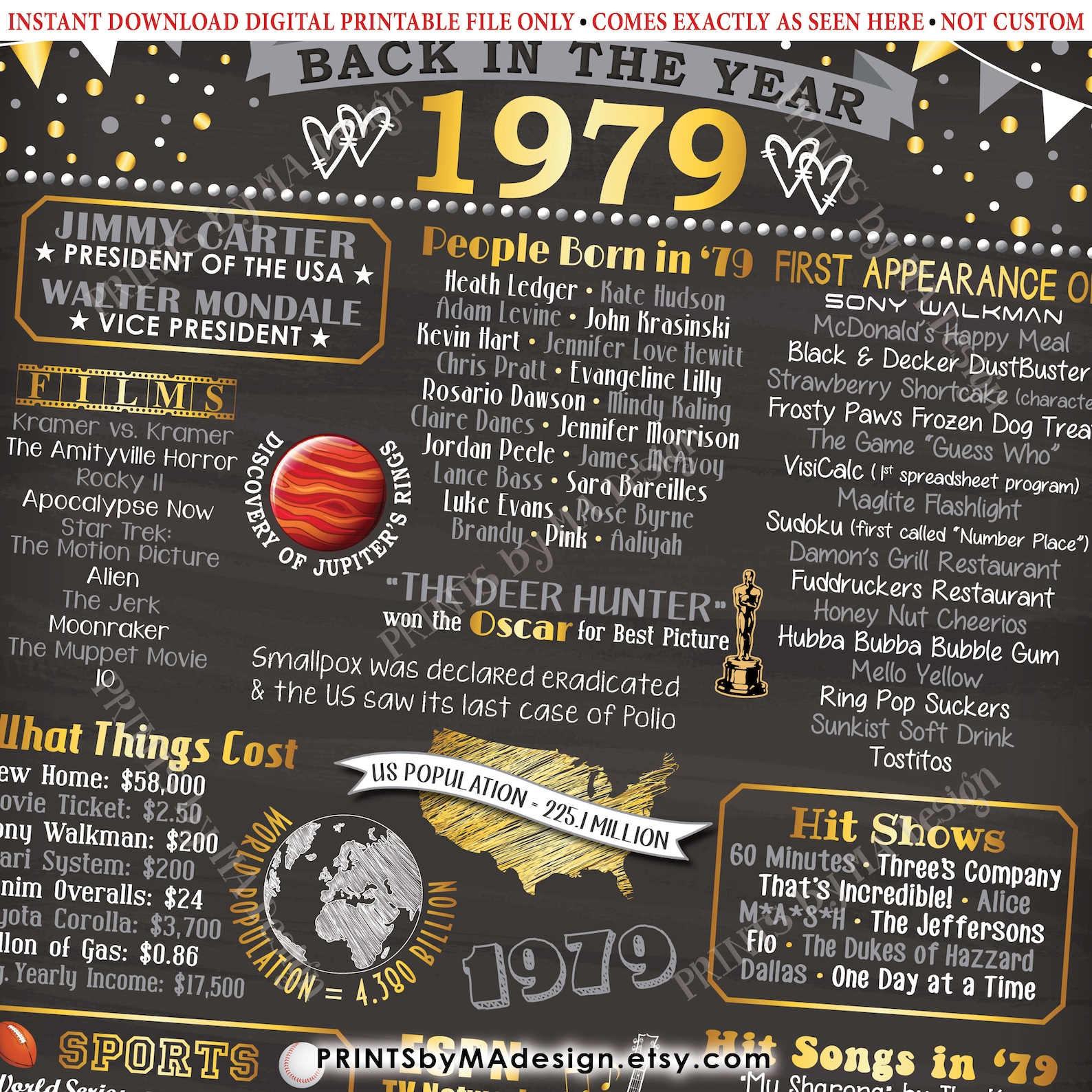 1979 Anniversary Flashback Poster Back in 1979 Anniversary | Etsy