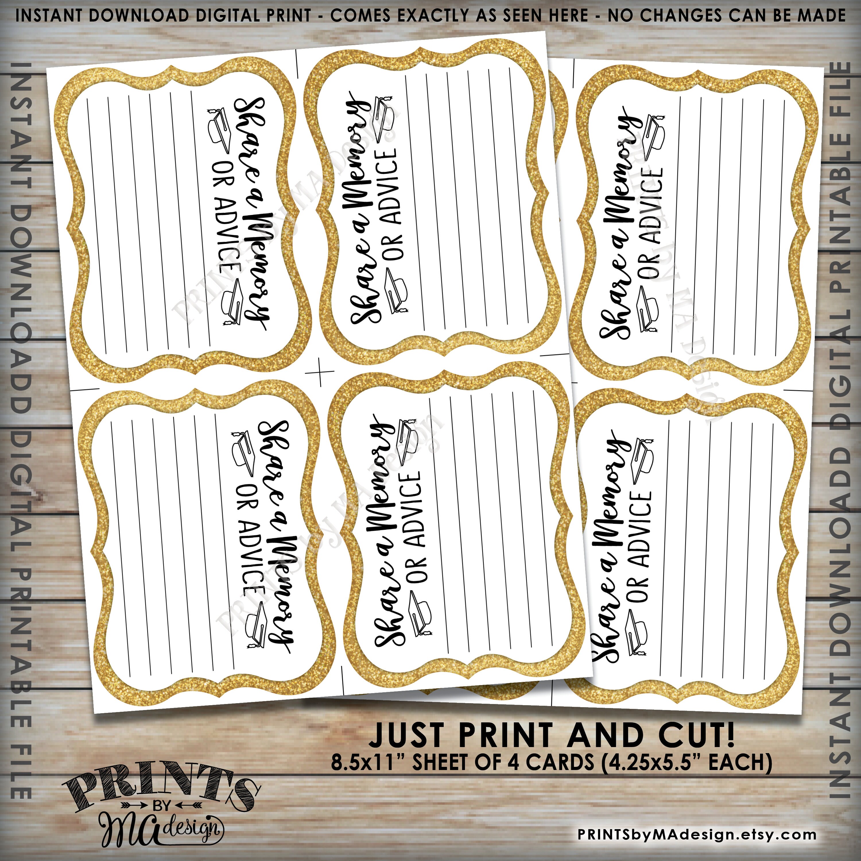 Share A Memory Or Advice Graduation Advice Card Graduation Party Decor 