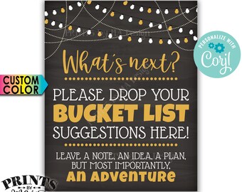 Bucket List Suggestions Sign, Fun Ideas for a New Adventure, PRINTABLE 8x10/16x20” Chalkboard Sign <Edit Color Yourself with Corjl>
