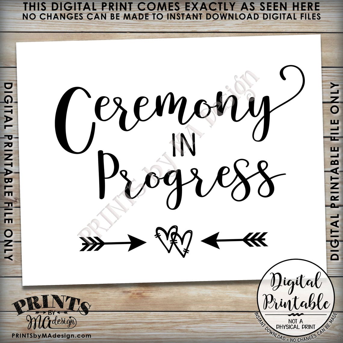 Ceremony in Progress Sign, Wedding Ceremony Sign, Wedding in Service ...