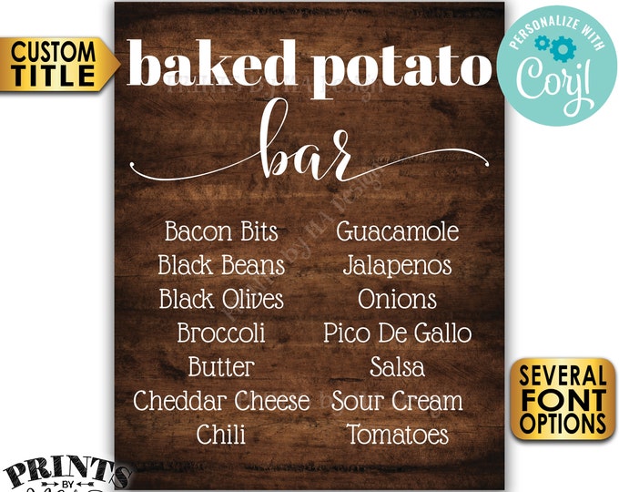 Custom Bar Menu Sign, Any Type of Bar Menu, Personalized Party Menu, PRINTABLE 8x10/16x20” Rustic Wood Style Sign <Edit Yourself with Corjl>