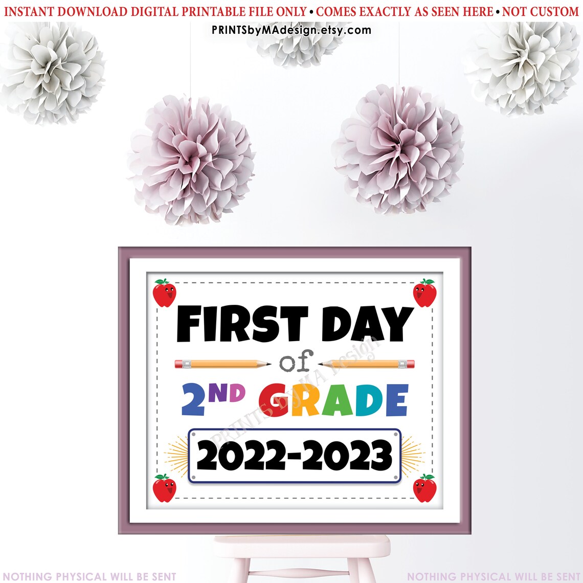 First Day of School Sign Second Grader Starting 2nd Grade - Etsy
