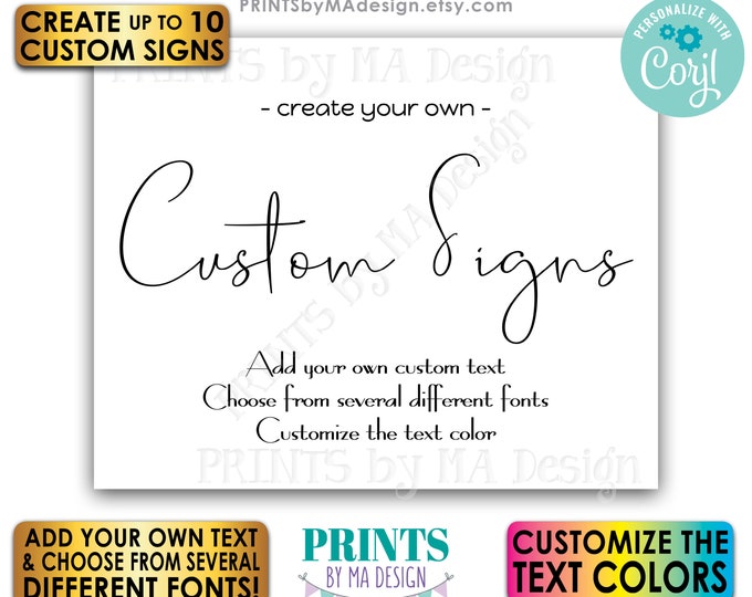 Custom Wedding Signs, Choose Your Text and Colors, Up to 10 Editable PRINTABLE 8x10/16x20” Landscape Signs <Edit Yourself with Corjl>