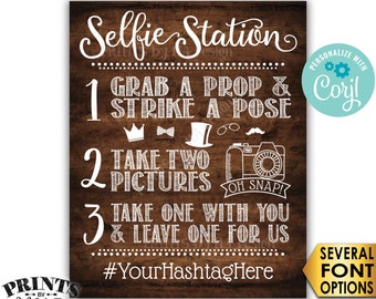 Selfie Station Sign, Take 2 Pictures & Leave One For Us, Custom PRINTABLE 8x10/16x20” Rustic Wood Style Sign <Edit Yourself with Corjl>