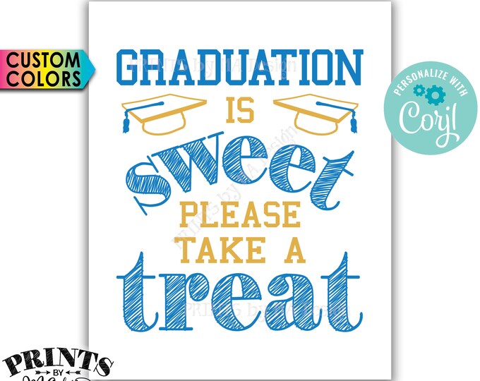 Graduation is Sweet Please Take a Treat Sign, Grad Candy Bar, PRINTABLE 8x10” Graduation Party Decoration <Edit Yourself with Corjl>