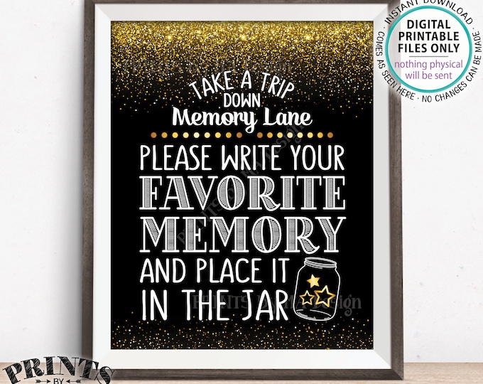 Share a Memory Sign, Take a Trip Down Memory Lane and Share a Favorite Memory, Birthday, Retirement, Graduation, PRINTABLE 8x10” Sign <ID>