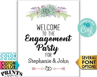 Engagement Party Sign, Succulents Welcome, Southwest Wedding Decoration, PRINTABLE 8x10/16x20” Sign <Edit Yourself with Corjl>