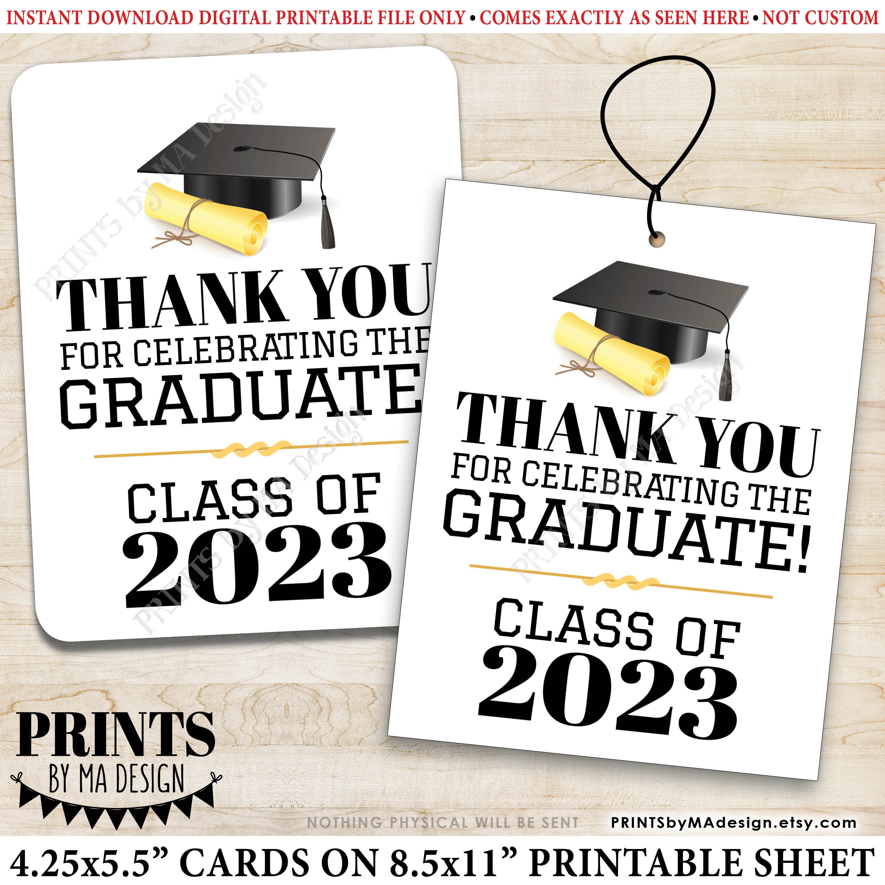 Graduation Tags, Class of 2023 Graduation Party Thank You Favors
