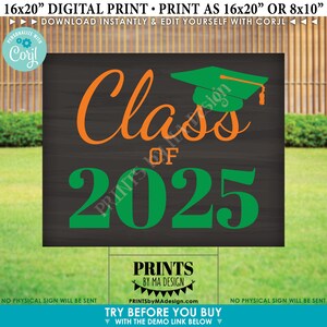 Editable Class Of Year Sign, Any Year, Custom PRINTABLE 8x10/16x20 Chalkboard Style Graduation Party Decoration Edit Yourself w/Corjl image 4