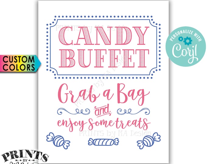 Candy Buffet Sign, Grab a Bag & Enjoy Some Treats Sign, Candy Bar Sign, PRINTABLE 8x10" Sign <Edit Colors Yourself with Corjl>