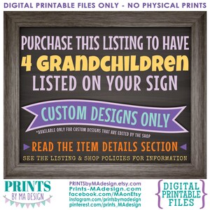 Add-on for Grandchildren Sign, FOUR Grandchildren, Must be purchased in addition to a custom Grandchildren sign that is edited by this shop