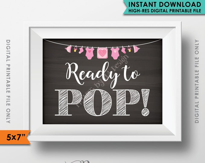 Ready to Pop Baby Shower, Popcorn, Cake Pop, Take a Treat, Baby Shower Decorations, It's a GIRL Pink 5x7" Instant Download Digital Printable