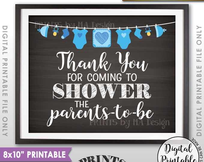 Thank You Sign, Showering the Parents-to-Be Baby Shower Decor, Shower the Parents Sign, 8x10" Instant Download Chalkboard Style Printable