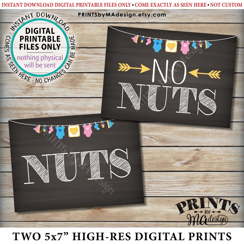 Nuts and No Nuts Signs Food Allergy Baby Shower Sign Nut Etsy