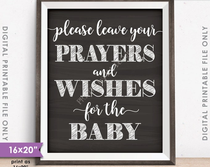 Wishes for Baby Sign, Baby Shower, Prayers & Wishes for the Baby, 8x10/16x20" Chalkboard Style Instant Download Digital Printable File