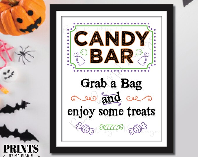 Halloween Candy Bar Sign, Grab a Bag And Enjoy Some Treats, Halloween Party, PRINTABLE 8x10/16x20” Halloween Sign <ID>