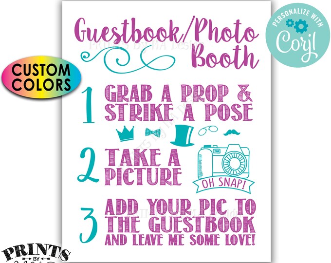 My Guestbook Photobooth Sign, Add Your Pic & Leave Me Some Love, PRINTABLE 8x10"/16x20" Sign <Edit Colors Yourself with Corjl>